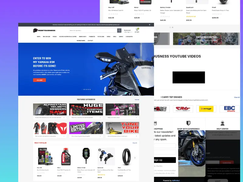 Ridetousness Shopify website design