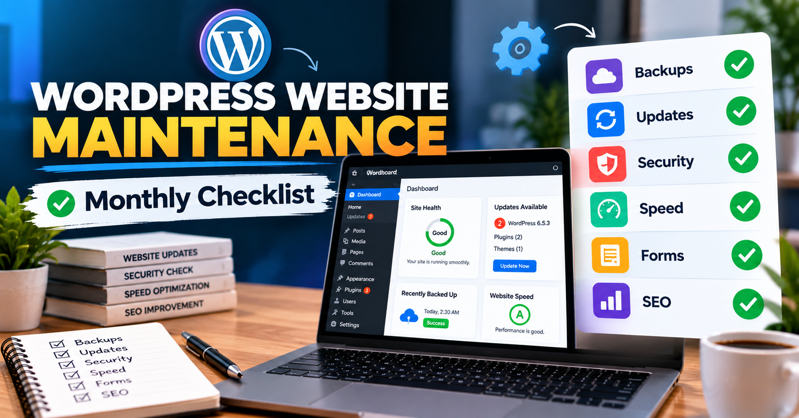 WordPress website maintenance monthly checklist